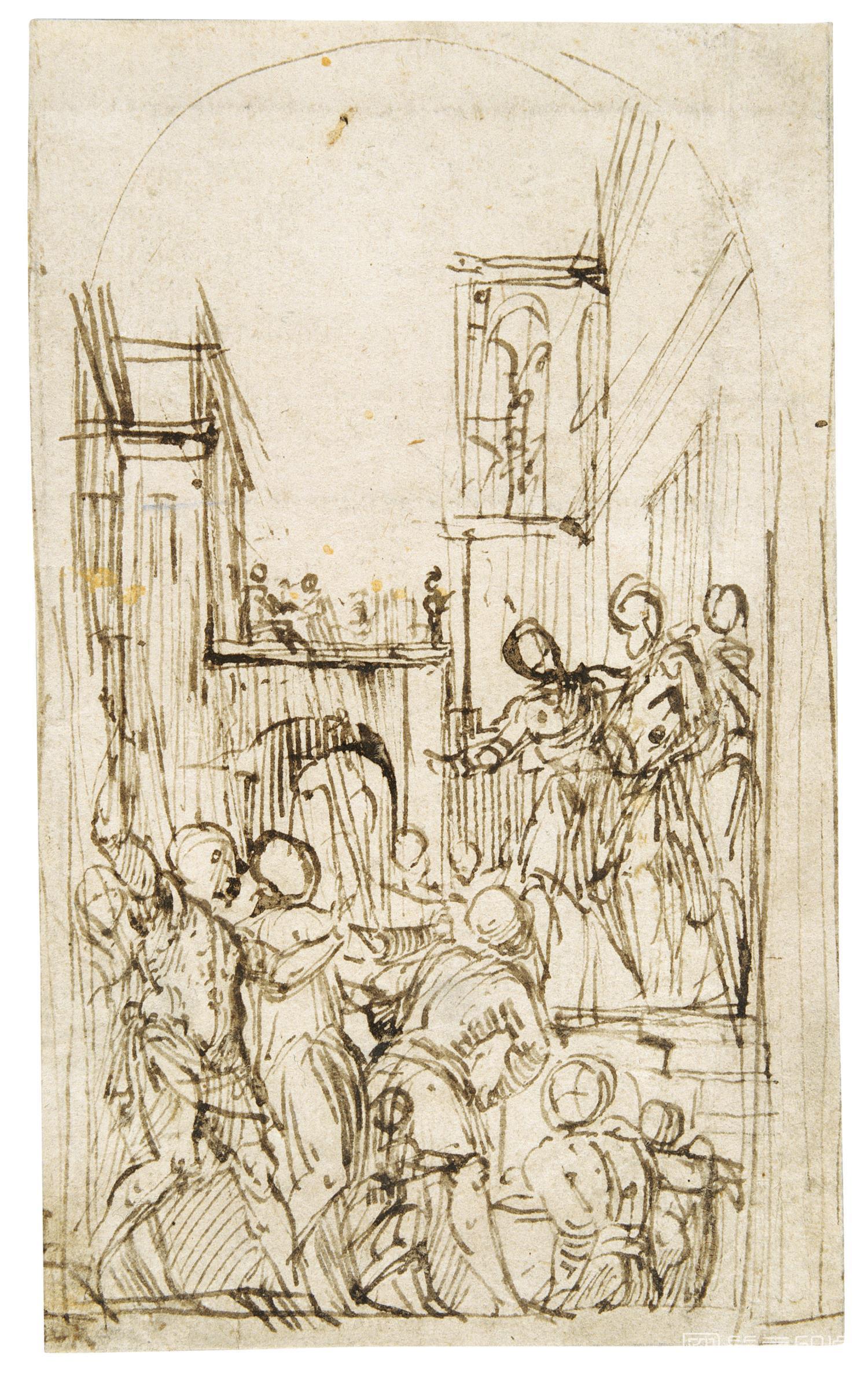 素描-西班牙普拉多美术馆素描藏画-Gambara, Lattanzio-Ecce Homo2-0997